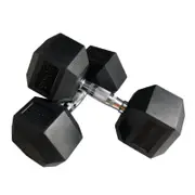 Xin 2 Pack of 30kg Hex Rubber Coat Iron Dumbell Strength Weight Training - Total 60kg