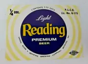 VINTAGE Reading Brewery Co. READING LIGHT PREMIUM BEER Label PA 7.75Gal 1/4 BBL.
