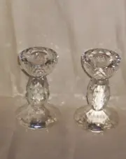 Oleg Cassini Crystal Candle Holders 4", Faceted New in Box