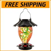 Leak-Proof Hanging Hummingbird Feeder with Solar Lantern for Unique Garden Decor