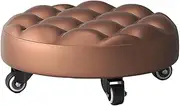Adult Floor Chair – Rolling Stool, Low Seat with Wheels | PU Leather Caster Stool, Swivel Mobility Base, Compact Height for Garage Work, Home Cleaning Tasks, or Outdoor Gardening and DIYs Projects