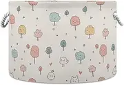 Yoogain Cartoon Small Tree Birds Cute White storage basket collapsable and waterproof fabric storage baskets bins with sturdy handle Hamper craft Decorativas for toy house quilt