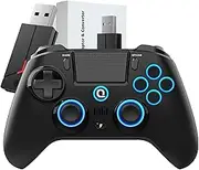 QRD Spark N5 Wireless Controller for PS5 Pro Slim PS4 PS3 PS2 Steam Deck PC Windows Mac iOS Android TV Box, Halleffect Gamepad Joystick with Touchpad, 6 Axis Gyro, Dual Vibration, Mapping, Macro
