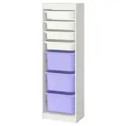 TROFAST storage combination with boxes, white white/lilac, 46x30x146 cm