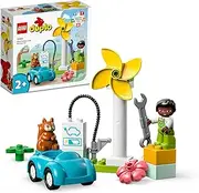 [LEGO] DUPLO® Town Wind Turbine and Electric Car 10985 Educational Building Toy Set;Sustainable Living Play for Toddlers Aged 2+