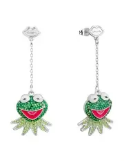 [Couture Kingdom] Disney the Muppets Kermit Frog Crystal Drop Earrings 60mm in Silver