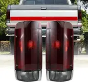 USR 87-89 F150 Pickup Tail Light – Tail Lamps (Left + Right) Pair - Compatible with 1987-1989 Ford F-150 / F250 / F350 Superduty Pick Up Truck and Bronco SUV All Models (DARK SMOKE RED TAIL LIGHTS)