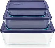 Pyrex Simply Store Rectangular Glass Food Storage Container Set with Lids (6-Piece Set)