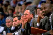 Indiana Pacers coach Larry Brown yelling from bench with assistant- Old Photo