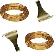Picture Rail Hooks Dado Rail Picture Hooks Brass Plated Antique Style Moulding Hooks 3.0m Brass Wire for Picture Rail Wall Hanging Decoration 10pc