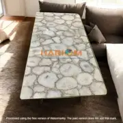 48"x24" Elegant White Agate Stone Center Dining Table Handmade Kitchen Slab Deco