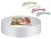 10 Inch Cake Drums with Banner Cake Topper-Cake Board Round White6-Pack 1/2 I...