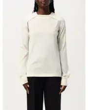 Helmut Lang Merino Wool Round Neck Pullover Women White Sweaters