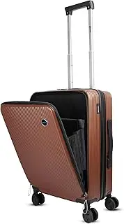 [PREVEL] Covenant 50 cm Cabin Polycarbonate + ABS Trolley Bag with Laptop Compartment | Hard Shell 8 Spinner Wheels | Lightweight Luggage | 360° Spinner | Water Repellent | Biz Brown Suitcase