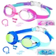 2 Pack Kids Swim Goggles with Storage Case,Anti Fog & Anti-UV Swimming Goggles