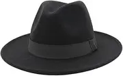 [Vaveren] Stylish Men's Fedora Hat with Wide Brim And Breathable Design, Dark Gray