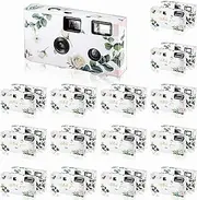 Treela 15 Pack of Disposable Cameras for Wedding Bulk Single Use Flash 35mm Film Camera for Concert Travel Anniversary Camp Party Supply Vacation Gift (Leaves)