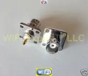 1 x BNC FEMALE Flange Jack panel 4 holes mount solder cup RF Cable Connector US