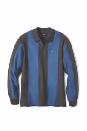 BRIXTON SHILED ZIP RUGBY POLOSHIRT NEU WASHED BLACK JOE BLUE GR: M BRIXTON