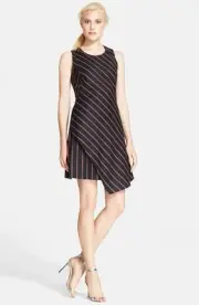 NWT REBECCA MINKOFF JUNO DRESS STRIPPED CRISSCROSS BACK ITALIAN WOOL SIZE 4 $368