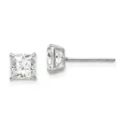 14K White Gold 5mm Square CZ Stud Earrings Push Back Madi K Children's Jewelry