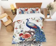 3D Blue Peacock A972 Bed Pillowcases Quilt Duvet Cover Set Queen King Amy