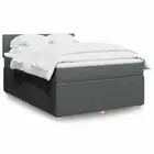 Box Spring Bed Light Grey Queen Mattress Fabric Pocket Springs LED Topper 0270