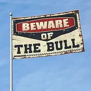 Posters For College Dorm Beware Of The Bull Flag Desk Accessories For Men Funny Flags For Room Guys(60X90CM)