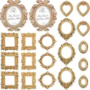 [Nufiwra] 20 Pcs Vintage Resin Picture Frame Mini Picture Frames Antique Photo Frame DIY Small Gold Frames Table Top Display Frame Photography Photo Frame for Mobile Phone Manicure Photo (20Pcs)
