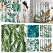 Green Shower Curtain 70x70 Inch With 12 Plastic Hooks Waterproof Shower Curtain