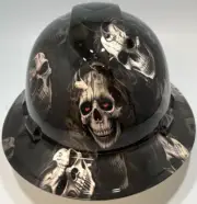 New Full Brim Hard Hat Custom Hydro Dipped ROCK N ROLLS SKULLS