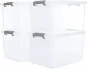 Citylife 32 QT Plastic Storage Bins with Latching Lids Stackable Storage Contain