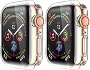 [2 Pack] HANKN 40mm Soft TPU Case for Apple Watch Series 6 5 4 Se 40mm Screen Protector Case, Full Coverage Shockproof Iwatch Cover Bumper (40mm, Clear+Clear)