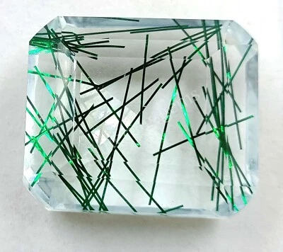 181.40 Ct Emerald Green Rutilated Quartz Certified Transparent Loose Gems M25