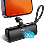 FOHOA 5000mAh Mini Portable Charger Power Bank with Lightning Dual Output LED Display For Iphone and Android