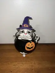 Blue Sky Clayworks Witch Cat Cat With Witch Hat In Cauldron NEW!
