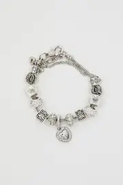 Silver Plus Christmas Heart Charm Silver Plating Bracelet