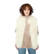 UGG ABBEY MONGOLIAN SHEARLING VEST - CREAM - SHEEPSKIN -SIZE XS - NWT