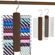 Tie Rack Hanger 2Pack, Premium Wooden Tie Organizer 40 Storage Capacity Tie H...