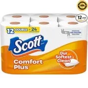 Scott ComfortPlus Toilet Paper 12 Double Rolls 231 Sheets per Roll Septic Safe