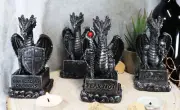 Ebros Medieval Inspirations Guardian Dragons W/ Shield Sword Staff And Skull