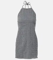 [Hunza G] Hunza G Gingham seersucker minidress AU 14 black