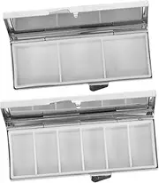 2pcs Duoge Pill Box Travel Pill Organizer Medicine Travel Organizer Pocket Medicine Holder Silver Pp