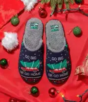 REEF X TIPSY ELVES MEN'S SLIPPERS THEME "GO BIG OR GO HOME" COLOR NAVY SIZE 11