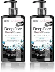 Epielle Deep Pore Charcoal Cleanser 6.77 Fl Oz, 2 Pack, Detoxify and Purify Skin of Dirt and Oil, Oil-Free Cleanser, Energizes Skin with Activated Charcoal, Vegan & Cruelty Free