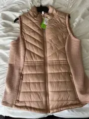 Maurices Womens XL New With Tag Quilted Puffer Vest Light Pink Sleeveless Zip-Up