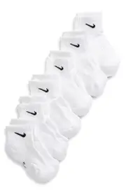 Nike 6-Pack Everyday Cush Ankle Socks in White/Black at Nordstrom