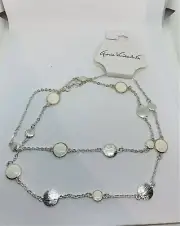 New Gloria Vanderbilt White & Silver and Gold Tone Long Necklace
