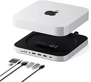 Satechi Mac Mini Hub & Stand with SSD Enclosure for NVME/SATA M.2, Dock with USB-C 10Gbps, 3 USB-A 5/10Gbps, 2.0 Audio Jack, for mac Studio M1 - M4, Mac Mini M2 /M1 (Does not Support M4) - Silver