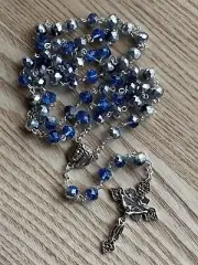 Vintage Silver Crystal Glass Bead Holy Rosary for Catholic Church Pray Gift